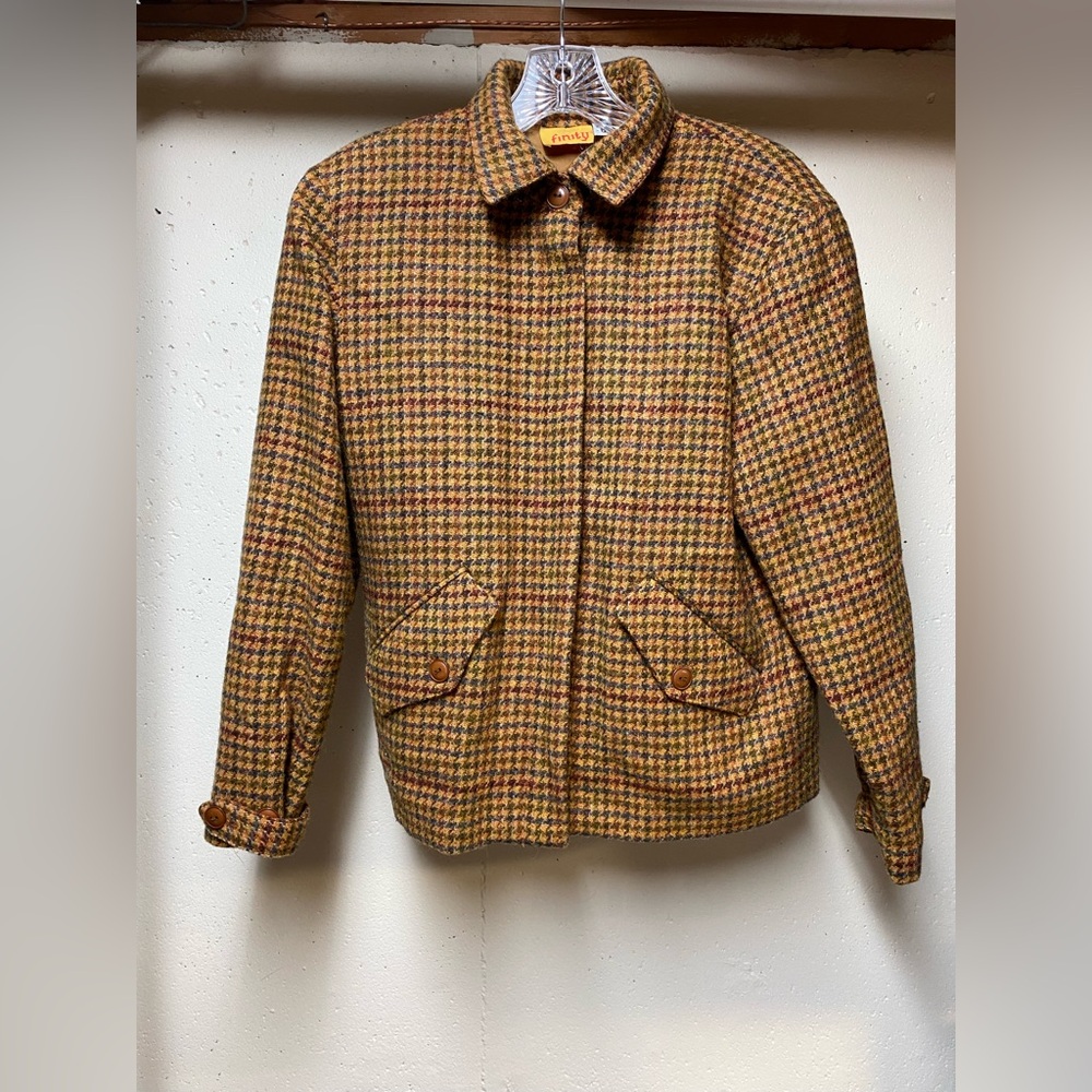 Vintage Finity 100% Wool Houndstooth Jacket Coat Women’s Sz 6